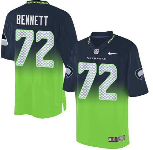 Men's Elite Michael Bennett Nike Jersey Navy/Green - #72 Fadeaway NFL Seattle Seahawks